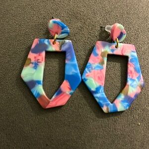 Acrylic pink and blue earrings